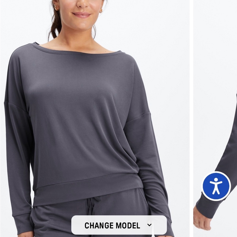 Fabletics Charcoal Long Sleeve Top Sz Medium
